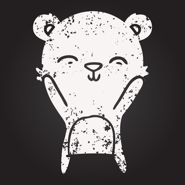 Karatahta tebeşir mutlu kutup ayısı bir insan tarafından çizilmiş.