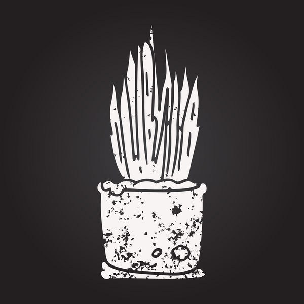 Bir insan tarafından çizilmiş karatahta karikatür evi bitkisi