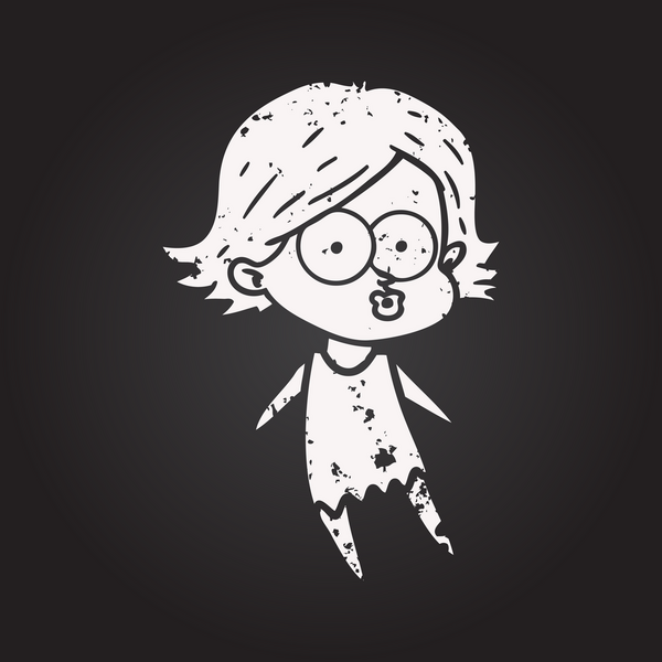 Bir insan tarafından çizilmiş karatahta karikatür kızı.