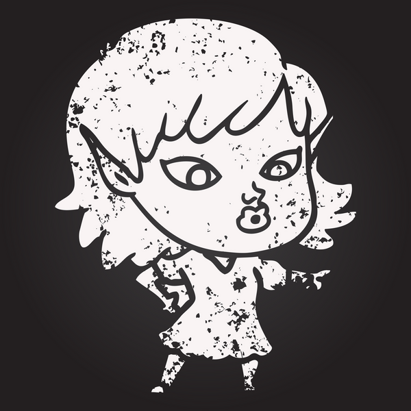 Kara tahta tebeşirle çizilmiş güzel elf kızı bir insan tarafından çizilmiş.