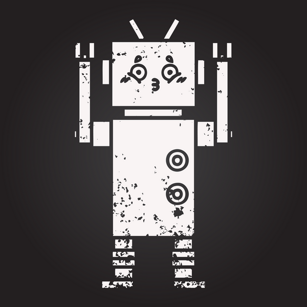 Bir insan tarafından çizilmiş bir robotun karikatürü.