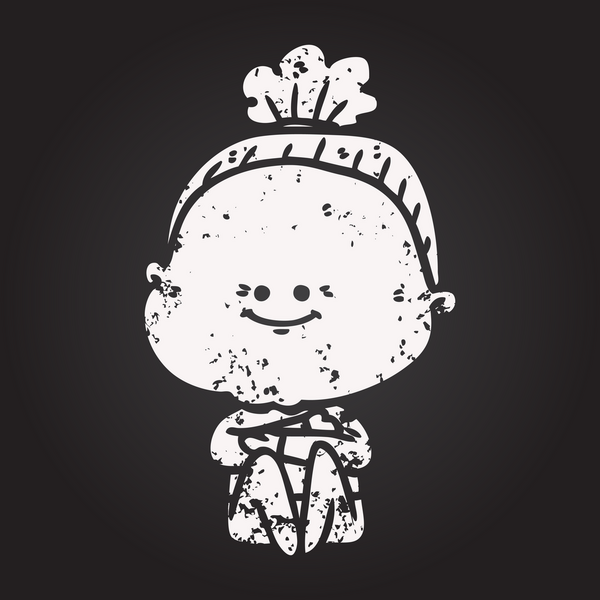 Kara tahta karikatür mutlu yaşlı kadın bir insan tarafından çizilmiş.