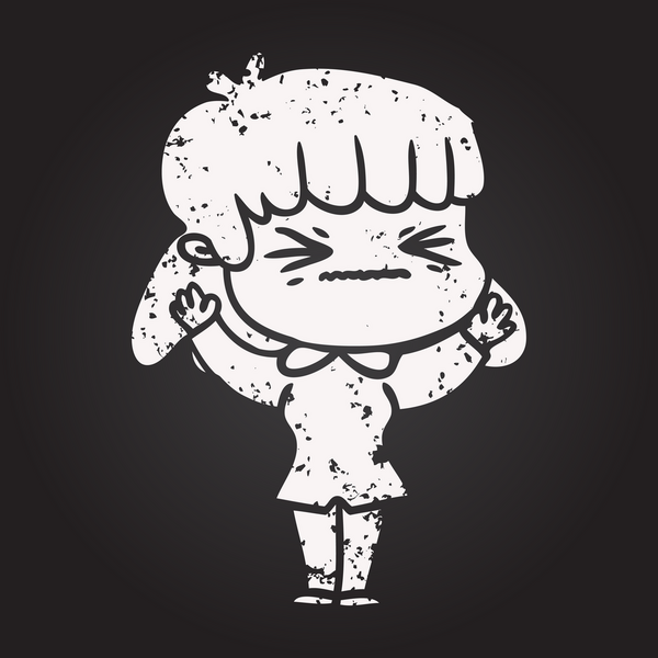 Bir insan tarafından çizilmiş kara tahta tebeşir karikatür kadın.