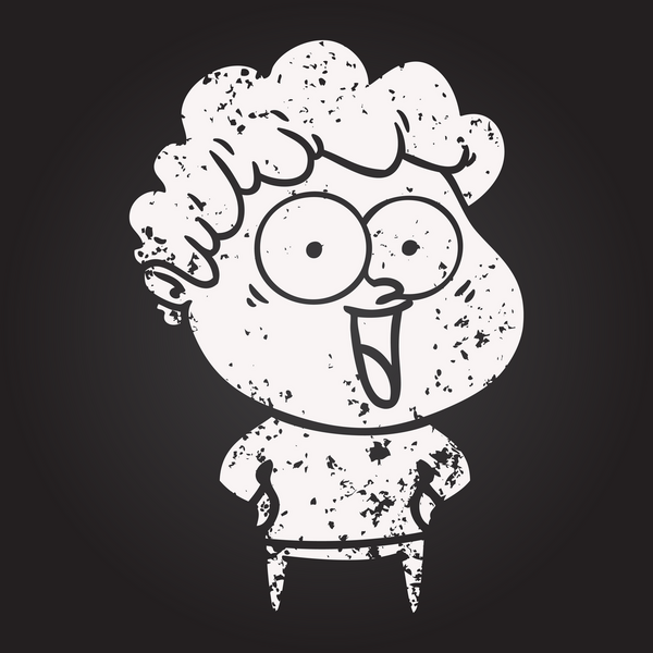 Karatahta tebeşir çizgi filmi bir insan tarafından çizilmiş mutlu adam