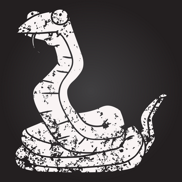 Bir insan tarafından çizilmiş kara tahta tebeşir çizgi film yılanı.
