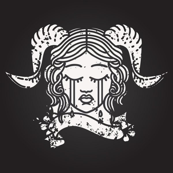 Kara tahta tebeşir ve beyaz dövme çizim biçimi ağlama karakter yüzünü kaydırma pankartıyla bir insan tarafından çizilmiş