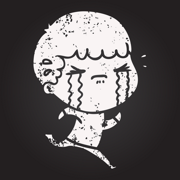 Karatahta tebeşirci bir insan tarafından çizilmiş ağlayan adam.