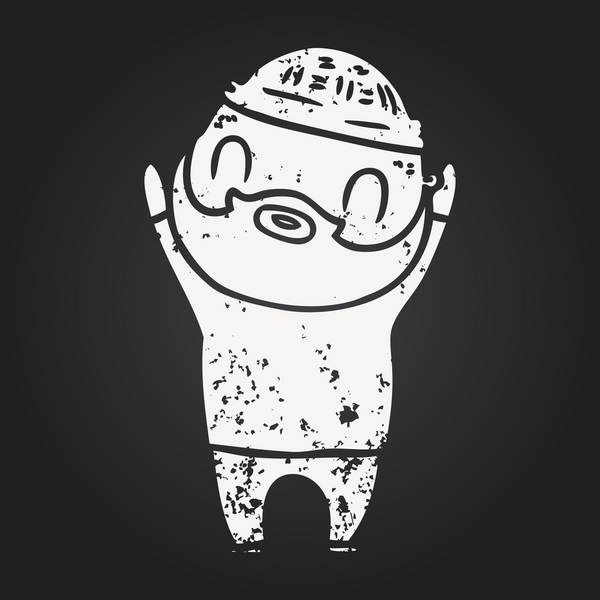 Bir insan tarafından çizilmiş kara tahta tebeşir, sakallı adam.