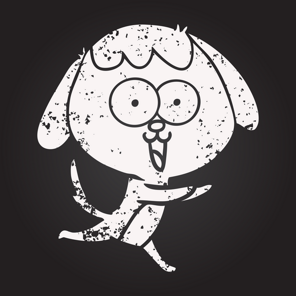 Bir insan tarafından çizilmiş kara tahta tebeşirle çizilmiş şirin bir köpek.