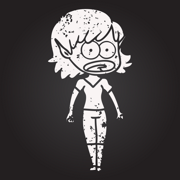 Tahta tebeşir karikatürü bir insan tarafından çizilmiş elf kızı şok etti.