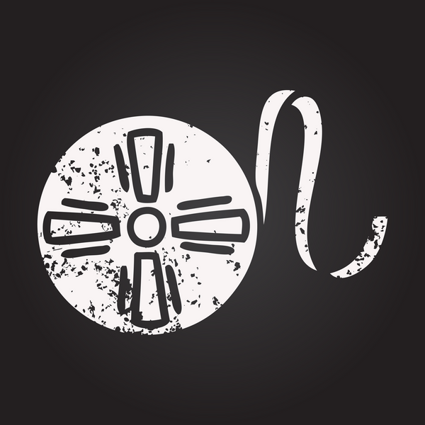 Tahta tebeşir, bir insan tarafından çizilmiş bir film rulosunun karikatürü.