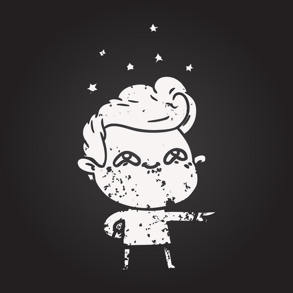 Tahta tebeşir karikatürü bir insan tarafından çizilmiş heyecanlı bir adam