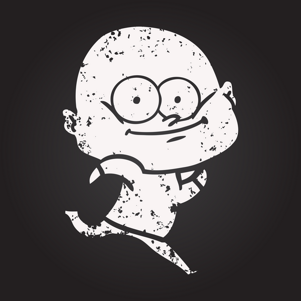 Karatahta tebeşirli kel adam bir insan tarafından çizilmiş.