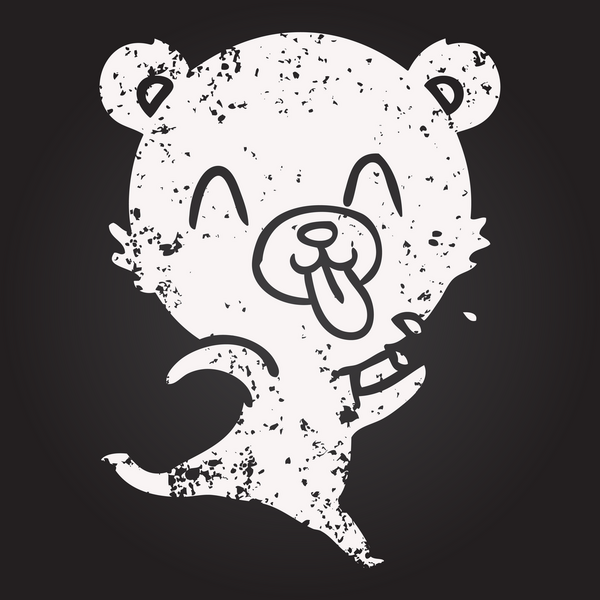 Kara tahta tebeşir kaba çizgi film kutup ayısı insan tarafından çizilmiş bir dil.