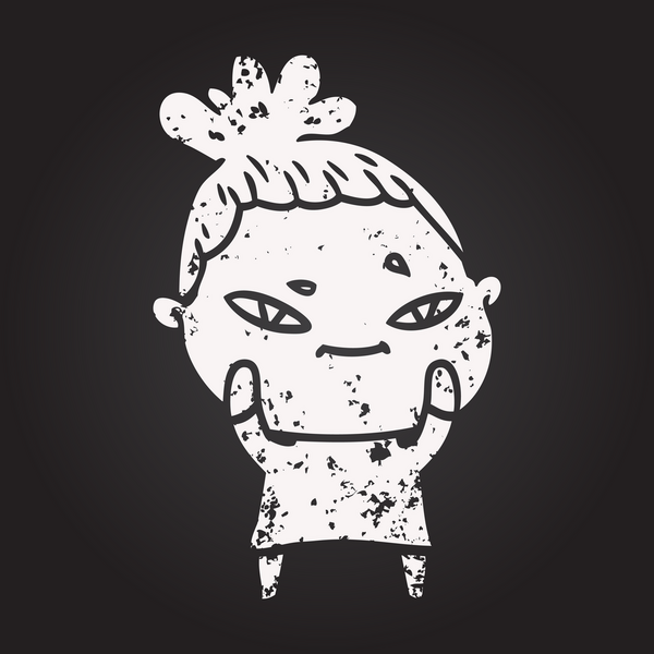 Bir insan tarafından çizilmiş kara tahta tebeşir karikatür kadın.