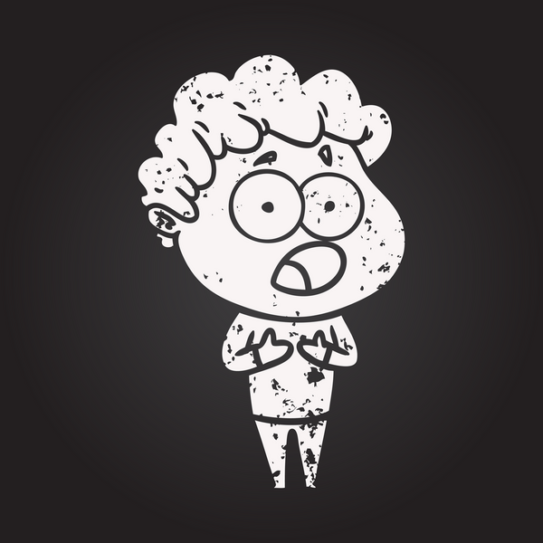 Karatahta tebeşir karikatür adam şaşırarak bir insan tarafından çizildi