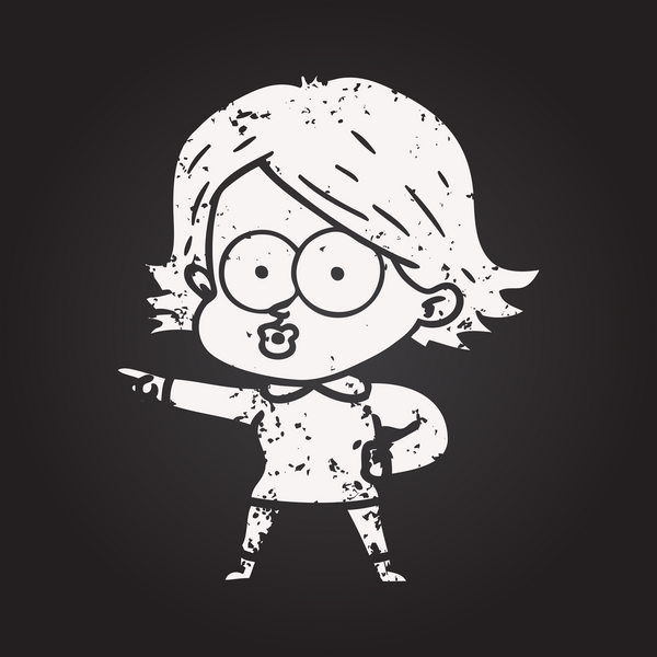 Bir insan tarafından çizilmiş karatahta karikatür kızı.