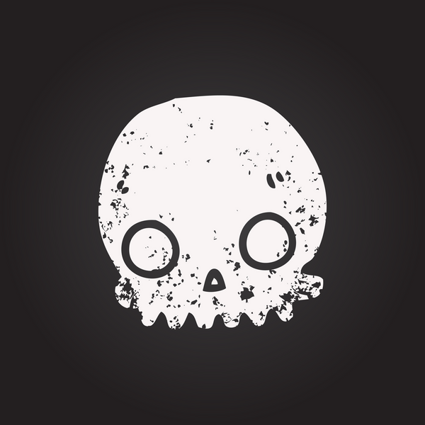 Bir insan tarafından çizilmiş karatahta karikatür kafatası