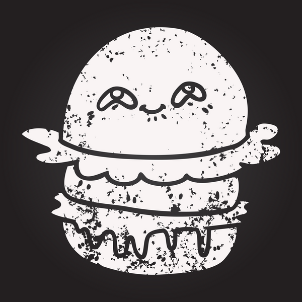 Bir insan tarafından çizilmiş karatahta çizgi film fast food burgeri.