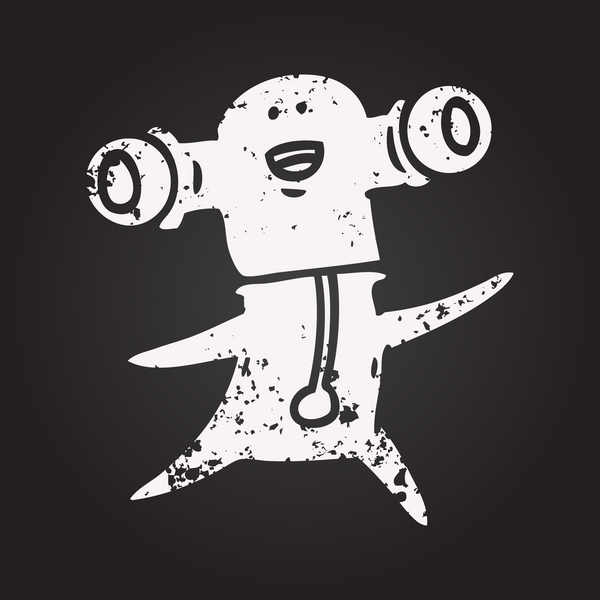 Bir insan tarafından çizilmiş kara tahta dostu çizgi film uzaylısı.