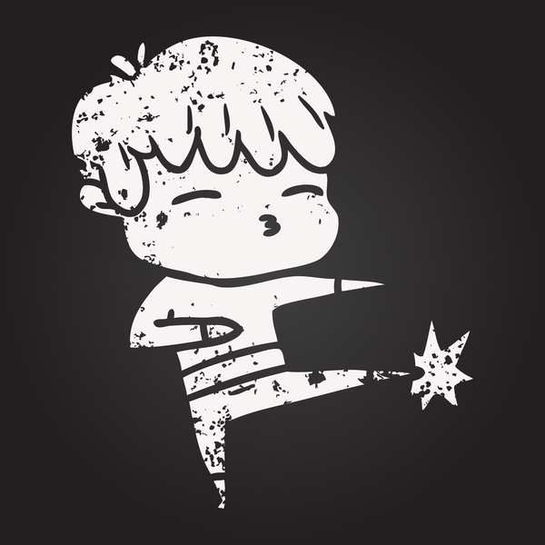 Karatahta tebeşir çizgi filmi Bir insan tarafından çizilmiş meraklı çocuk