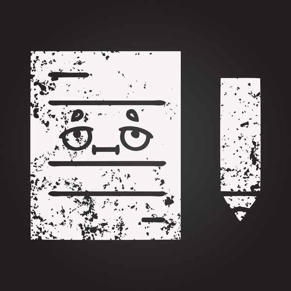 Tahta tebeşir, bir insan tarafından çizilmiş bir test kağıdının karikatürü.