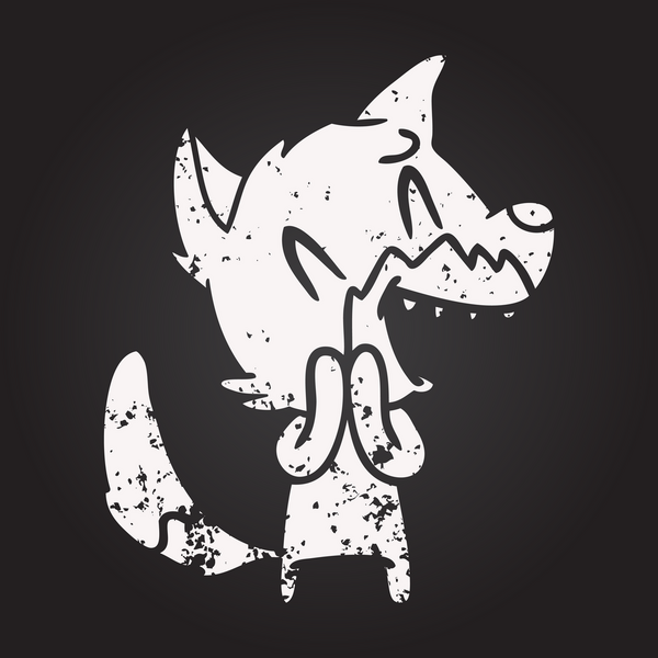 Bir insan tarafından çizilmiş, gülen tilki çizgi filmi.