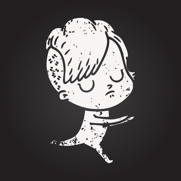 Bir insan tarafından çizilmiş kara tahta tebeşir karikatür kadın.