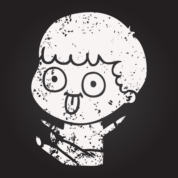 Bir insan tarafından çizilmiş kara tahta tebeşir karikatür adam.