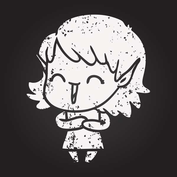 Bir insan tarafından çizilmiş kara tahta tebeşirli elf kızı.