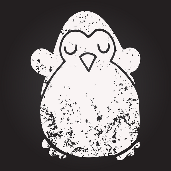 Bir insan tarafından çizilmiş karatahta penguen karikatürü.