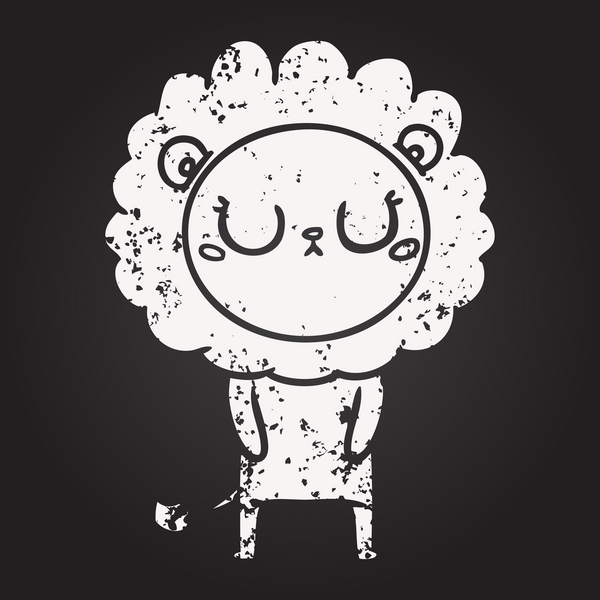 Bir insan tarafından çizilmiş kara tahta tebeşir karikatür aslanı