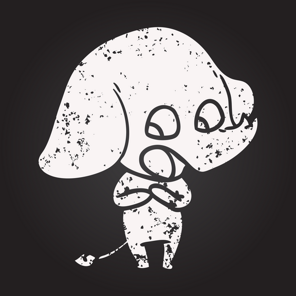 Bir insan tarafından çizilmiş kara tahta tebeşirle çizilmiş şirin bir fil.