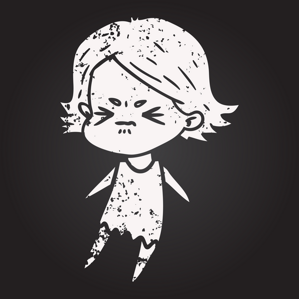 Bir insan tarafından çizilmiş karatahta karikatür kızgın kadın.