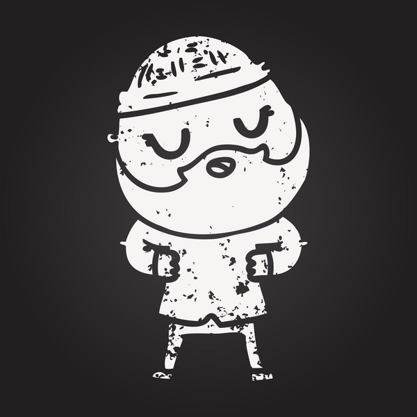 Bir insan tarafından çizilmiş sakallı karikatür adam.