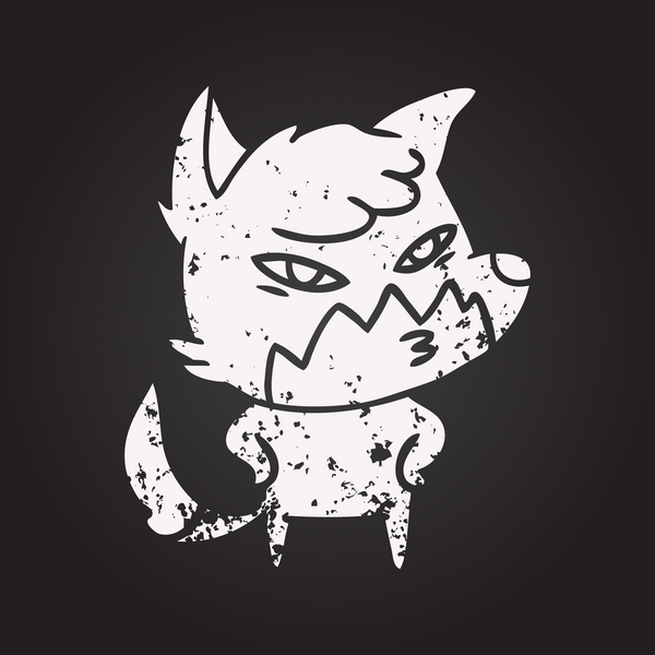 Kara tahta tebeşir. Bir insan tarafından çizilmiş akıllı çizgi film tilkisi.