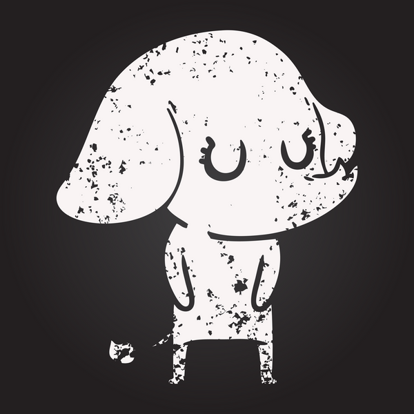 Bir insan tarafından çizilmiş kara tahta tebeşirle çizilmiş şirin bir fil.