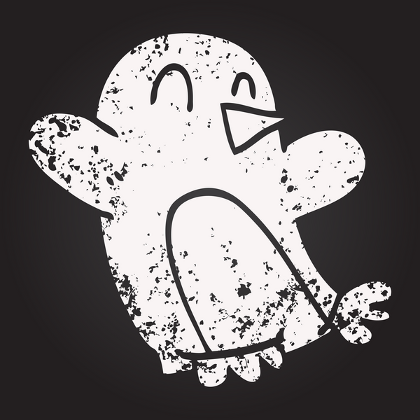 Karatahta tebeşirle çizilmiş bir insan tarafından çizilmiş karikatür noel pengueni