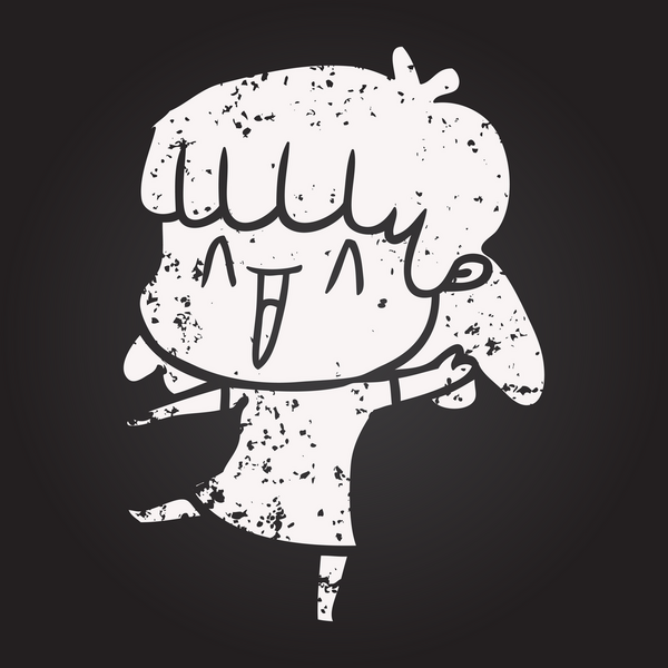 Bir insan tarafından çizilmiş kara tahta tebeşir karikatür kadın.