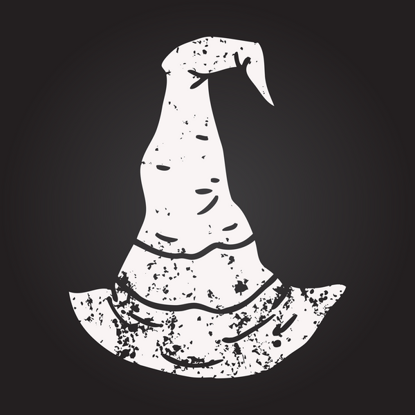 Kara tahta tebeşir, bir insan tarafından çizilmiş cadı şapkası.