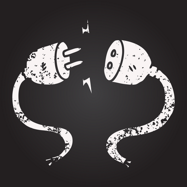 Tahta tebeşir karikatür tapası ve bir insan tarafından çizilmiş soket