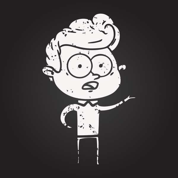 Bir insan tarafından çizilmiş kara tahta tebeşir çizgi filmi.