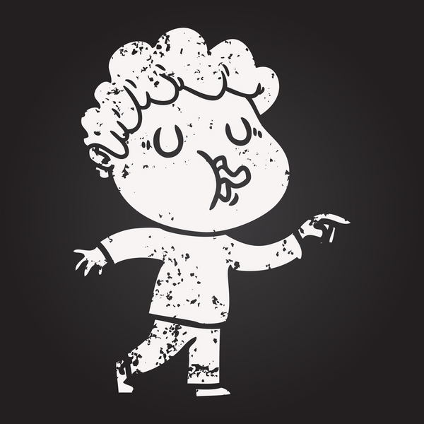 Tahta tebeşir karikatür adam bir insan tarafından çizilmiş şarkı söylüyor