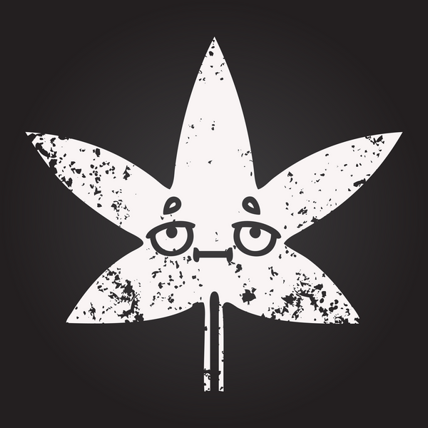 Karatahta bir insan tarafından çizilmiş marihuana yaprağının karikatürü.