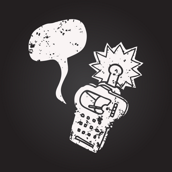 Tahta tebeşir serbest konuşma balonu karikatürü bir insan tarafından çizilmiş bilimsel cihaz