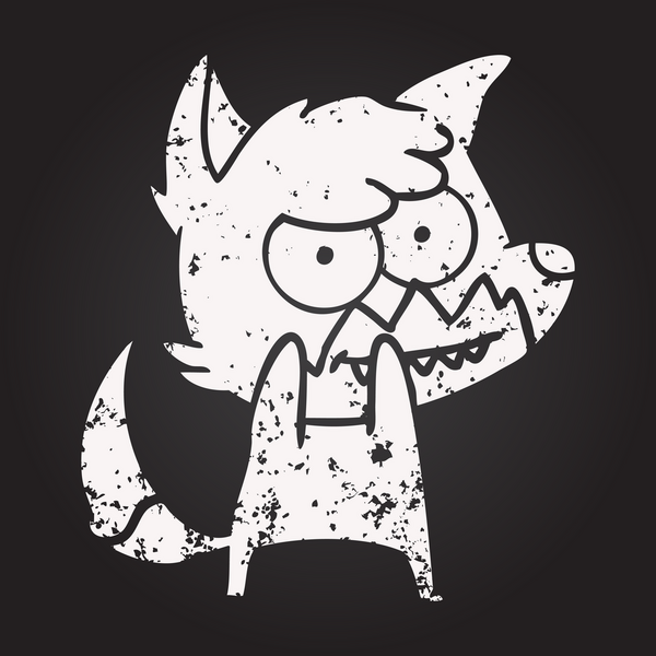 Karatahta tebeşirle çizilmiş bir insan tarafından çizilmiş sırıtan tilki.