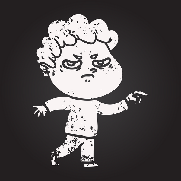 Bir insan tarafından çizilmiş karatahta karikatür kızgın adam