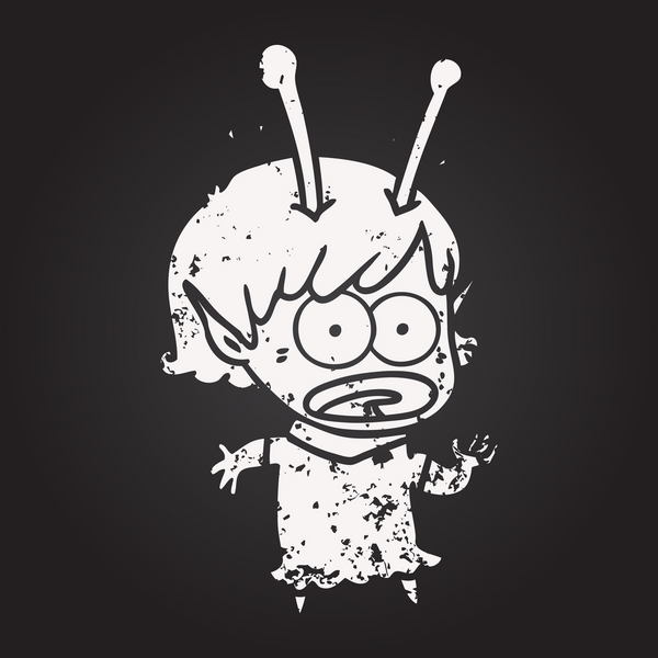 Tahta tebeşir karikatürü bir insan tarafından çizilen uzaylı kızı şok etti