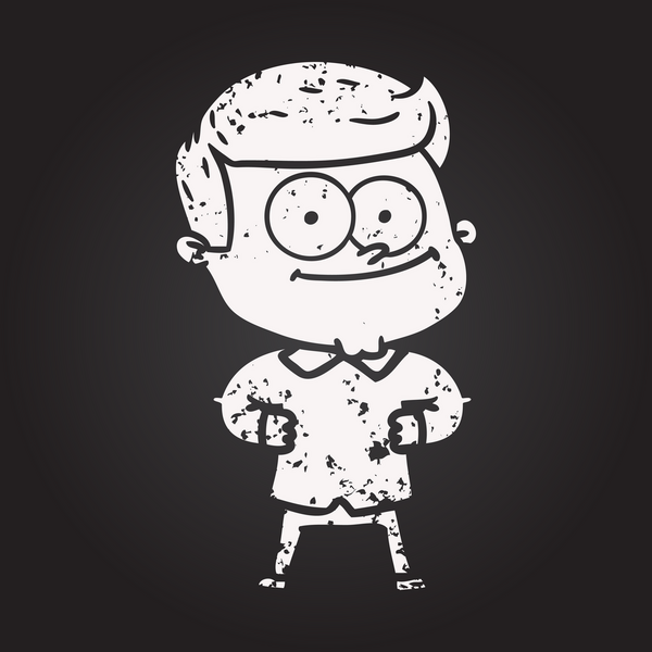 Karatahta tebeşir çizgi filmi bir insan tarafından çizilmiş mutlu adam