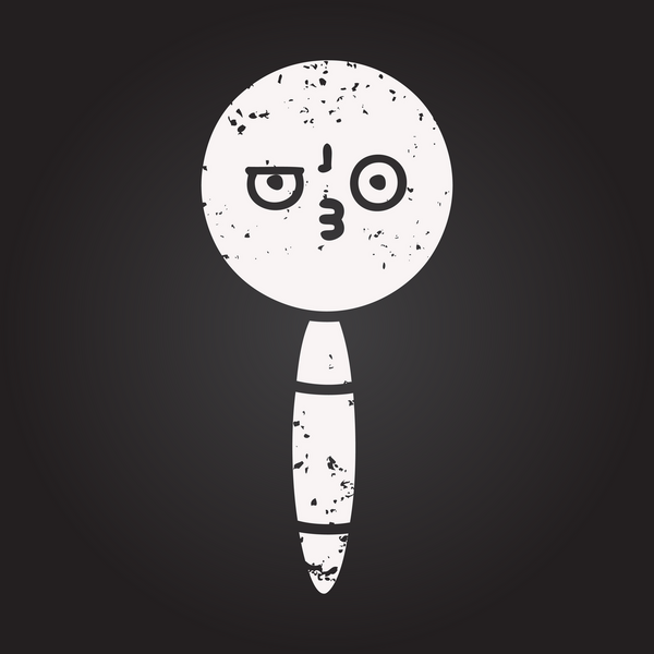 Tahta tebeşir bir insan tarafından çizilmiş büyüteç karikatürü